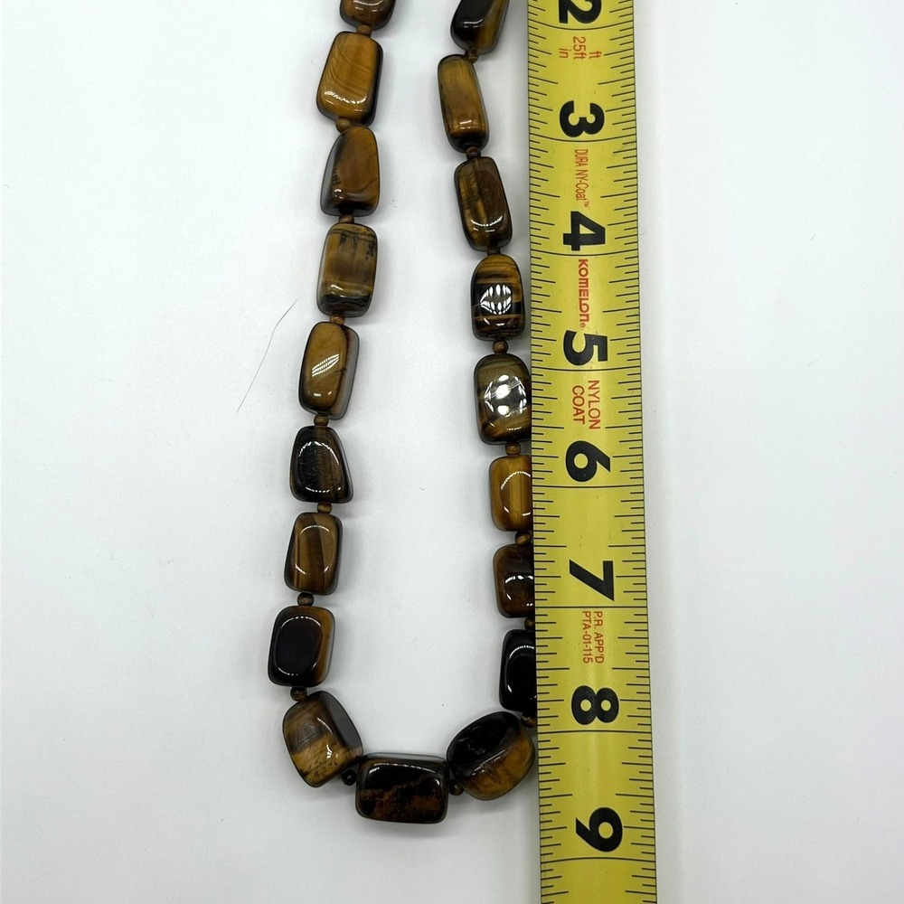 Vintage Tiger's Eye Necklace Marked SX 925 Sterling Silver Gemstone Toggle Clasp - Picture 14 of 16